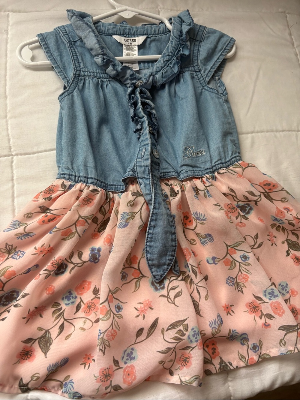Guess Denim Bodice Pink Floral Skirt Girls' Dress